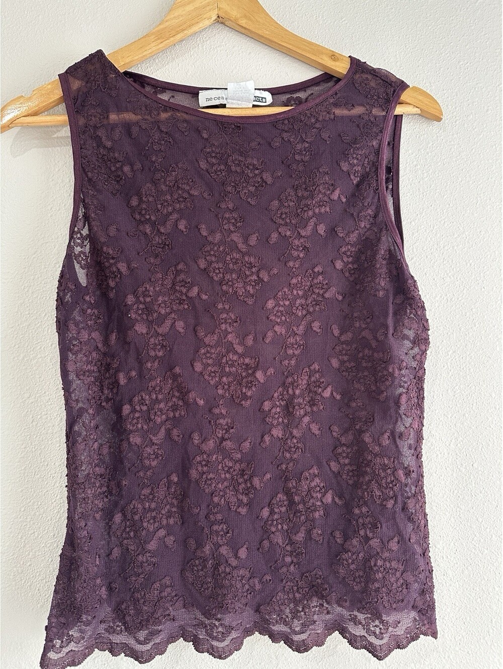 Necessary Objects Lace Crop Top Dark Purple Floral Pattern Women’s S Large Y2K